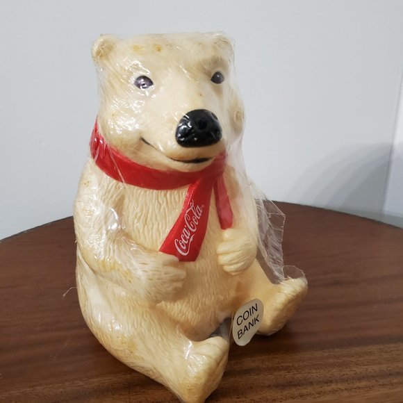 Vintage 1995 Coca-Cola Holiday Christmas Polar Bear Coin Bank Sealed - Picture 2 of 3